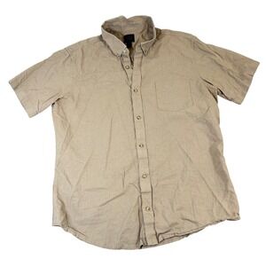 14th & Union Mens XL Khaki Tan Linen Cotton Short Sleeve Button Down Shirt